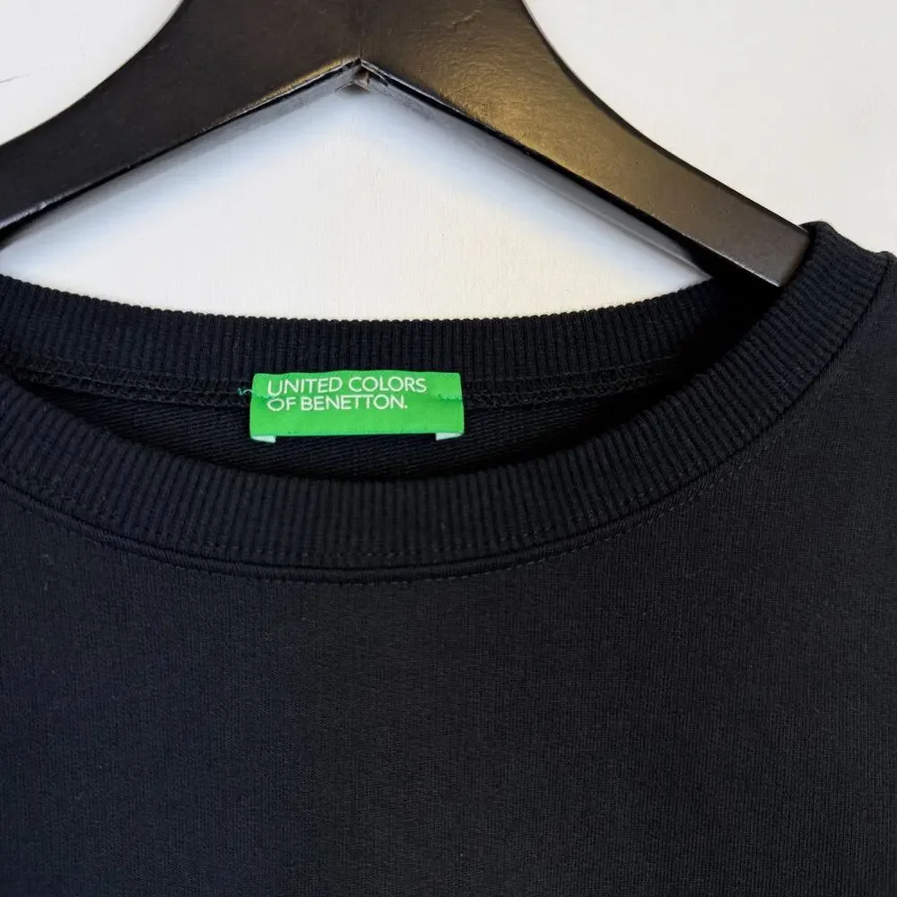United Colors of Benetton Embroidered Flowers Sleeves Sweatshirt Black - L